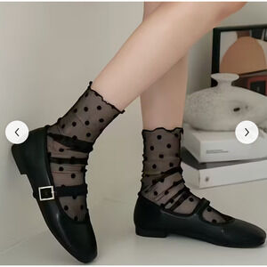 1 Pair Women Sheer Ankle Socks Polka Dot Trending Statement Socks Whimsygoth Y2K